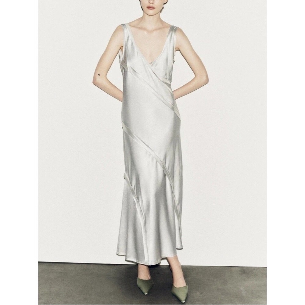 Zara Long Satin Effect Dress